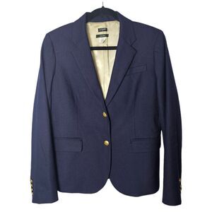 J. Crew Women's Schoolboy 2 Button Blazer Jacket Size 8 Navy Wool Preppy Office